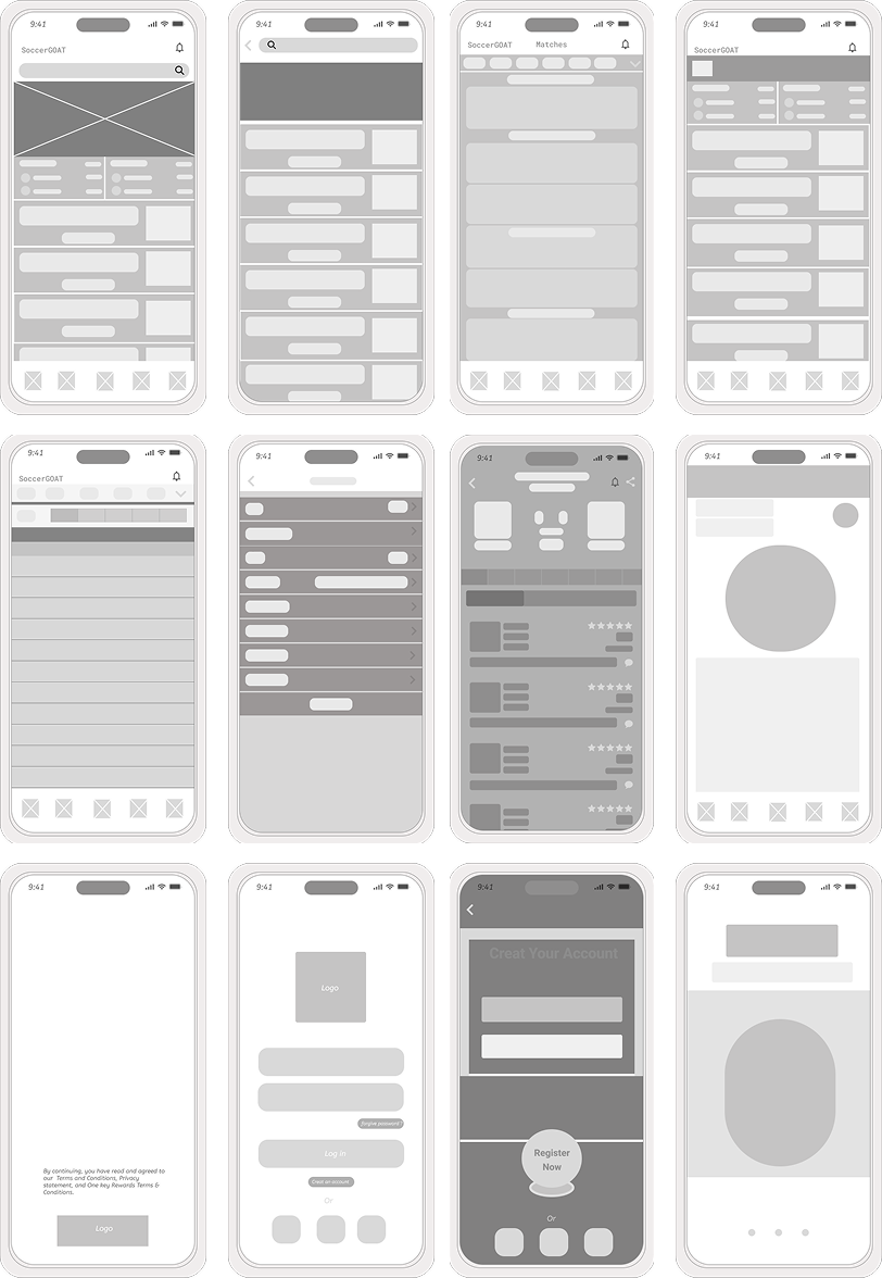 Low-fidelity Wireframes